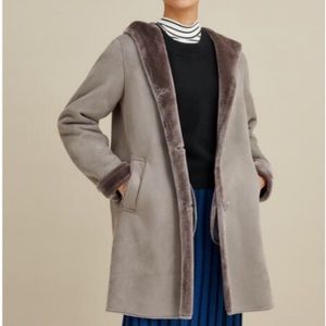 UNIQLO Faux Shearling Hooded Coat. Size L